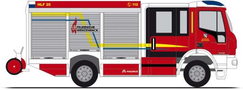 Rietze 68150 Iveco Magirus HLF Team Cab tűzoltóautó, Feuerwehr Wenzenbach (252015) (H0)