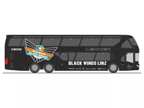 Rietze 69061 Neoplan Skyliner 2011 autóbusz, Black Wings Linz (AT) (H0)