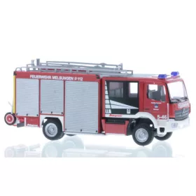   Rietze 72933 Mercedes-Benz Atego Schlingmann Varus HLF tűzoltóautó, Feuerwehr Melsungen (255053) (H0)