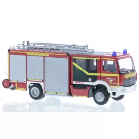   Rietze 72936 Mercedes-Benz Atego Schlingmann Varus HLF tűzoltóautó, Feuerwehr Hasloh (256071) (H0)