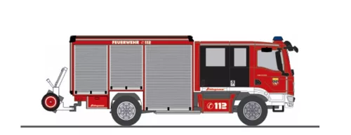 Rietze 72970 MAN Schlingmann Varus HLF tűzoltóautó, FW Legden (H0)