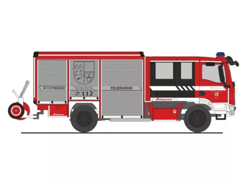 Rietze 72980 MAN Schlingmann Varus HLF tűzoltóautó, HLF FW Jetzendorf (H0)