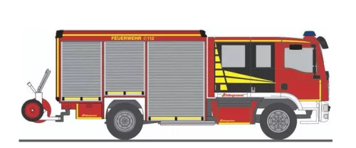 Rietze 72989 MAN Schlingmann Varus 13t HLF tűzoltóautó, Vorführdesign (H0)