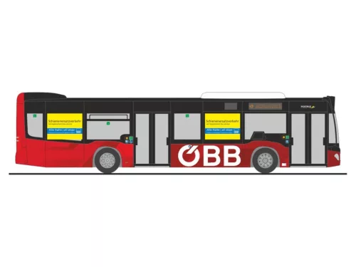 Rietze 73518 Mercedes-Benz Citaro 2015 NGT városi autóbusz, ÖBB Postbus - SEV (AT) (H0)