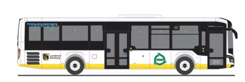 Rietze 74781 MAN Lion's Intercity LE városi autóbusz - VGN Nürnberg - Basel Reisen (H0)