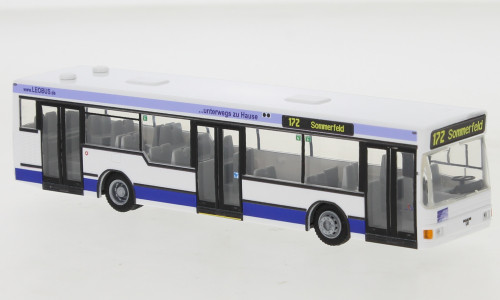 Rietze 75026 MAN NL 202-2 városi autóbusz, Leobus Leipzig (256077) (H0)