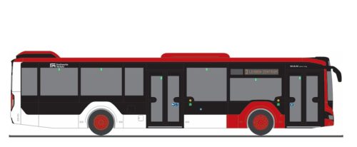 Rietze 75407 MAN Lion's City 12 2018 városi autóbusz, Verbundlinie Stadtwerke Leoben (H0)