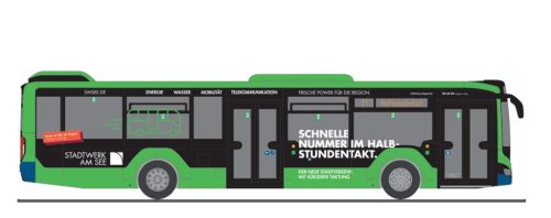 Rietze 75410 MAN Lion's City 12 2018 városi autóbusz, Stadtwerke Friedrichshafen (H0)