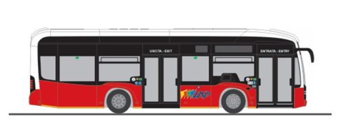 Rietze 75703 Mercedes-Benz eCitaro K városi autóbusz, Asti (H0)