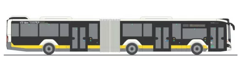 Rietze 75877 Mercedes-Benz Citaro G 2018 városi csuklós autóbusz, VTF Luckenwalde (H0)