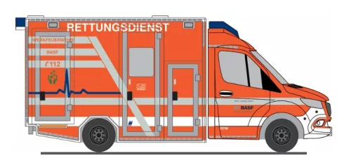 Rietze 76113 Mercedes-Benz GSF RTW - Rettungsdienst BASF Münster (H0)