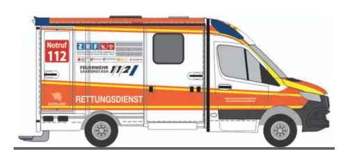 Rietze 76120 Mercedes-Benz STROBEL RTW 18 - ZRF - BF Saarbrücken (H0)