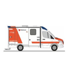   Rietze 76135 Mercedes-Benz 2018 Strobel RTW - Malteser Leverkusen (H0)