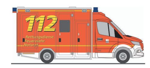Rietze 76150 Mercedes-Benz GSF RTW 18 - Rettungsdienst Soest (H0)