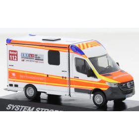   Rietze 76205 Mercedes-Benz System Strobel RTW 2018, ZRF Rettungsdienst Saarland (261053) (H0)