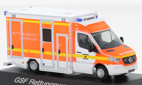 Rietze 76275 Mercedes-Benz GSF RTW 2018, Feuerwehr Leverkusen (257150) (H0)