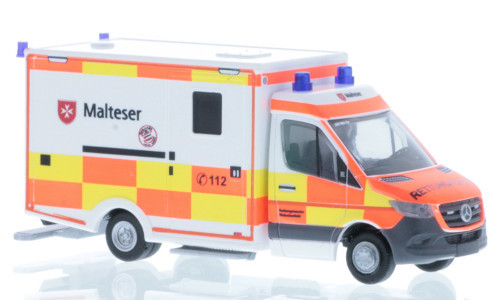 Rietze 76287 Mercedes-Benz Wietmarscher Ambulanz RTW 2018, Malteser Waischenfeld (256066) (H0)