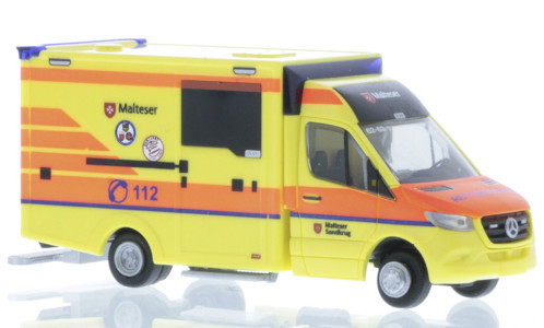 Rietze 76299 Mercedes-Benz Wietmarscher Ambulanz Design-RTW 2018, Malteser Hatten-Sandkrug (253917) (H0)