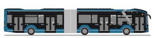 Rietze 76514 MAN Lion's City 18 E 2018 városi csuklós autóbusz, MVG München (H0)