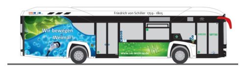 Rietze 77013 Solaris Urbino 12 Hydrogen 2019 autóbusz, Stadtwirtschaft Weimar (H0)