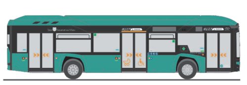 Rietze 77017 Solaris Urbino 12 Hydrogen 2019 autóbusz, ICB Frankfurt (H0)