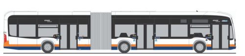 Rietze 77636 Mercedes-Benz eCitaro G városi csuklós autóbusz, ESWE Wesbaden (H0)