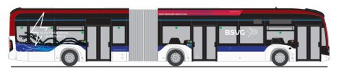 Rietze 77641 Mercedes-Benz eCitaro G városi csuklós autóbusz, BSVG Braunschweig (H0)