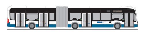 Rietze 77644 Mercedes-Benz eCitaro G városi csuklós autóbusz, VBL Luzern (H0)
