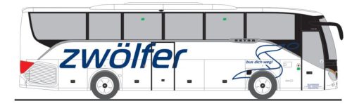 Rietze 77919 Setra S 515 HD autóbusz, Zwölfer Reisen, Melk (H0)