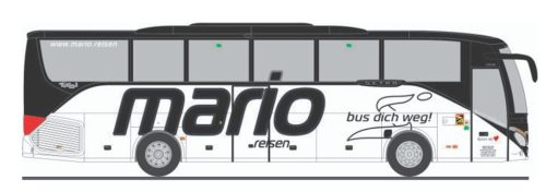 Rietze 77937 Setra S 515 HD autóbusz, Mario Reisen (H0)