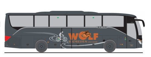 Rietze 77939 Setra S 515 HD autóbusz, Wolf Radreisen, Eslarn (H0)