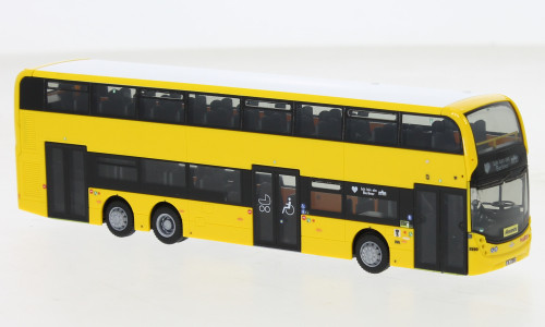 Rietze 78005 Alexander Dennis Enviro 500 emeletes autóbusz, sárga, BVG - Alexandra (263757) (H0)
