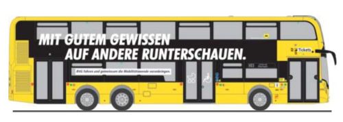 Rietze 78011 Alexander Dennis Enviro 500 emeletes autóbusz, BVG - Mit gutem Gewissen (H0)