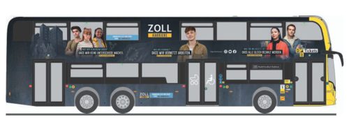 Rietze 78018 Alexander Dennis Enviro 500 emeletes autóbusz, BVG - Zoll Karriere (H0)