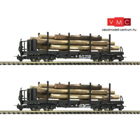 Roco 34581 Rakoncás négytengelyes teherkocsi-pár fékállással, rönkfa rakománnyal, ÖBB 