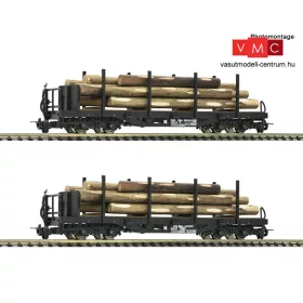   Roco 34582 Rakoncás négytengelyes teherkocsi-pár, fékállással, rönkfa rakománnyal, ÖBB (E4-5) (H0e)