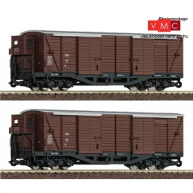   Roco 34583 Fedett négytengelyes teherkocsi-pár, fékházzal, GGm, ÖBB (E4-5) (H0e)