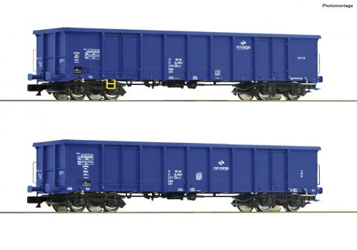 Roco 37651 Nyitott négytengelyes teherkocsi-pár, Eanos, PKP Cargo (E6) (TT)