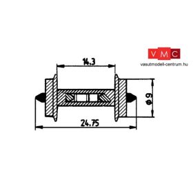   Roco 40187 Fémkerék 9 mm, 1 pár, foglaltságjelző ellenállással (H0)