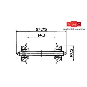   Roco 40189 Fémkerék 7,5 mm, 1 pár, mindkét oldalon szigetelt (H0)