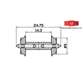   Roco 40191 Fémkerék 9 mm, 1 pár, osztott tengelyes kivitel (H0)
