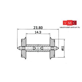   Roco 40193 Fémkerék 11 mm, 1 pár, osztott tengelyes kivitel (N28) (H0)