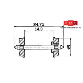   Roco 40266 Fémkerék RP25, 9 mm, 1 pár, egyoldalon szigetelt (H0)