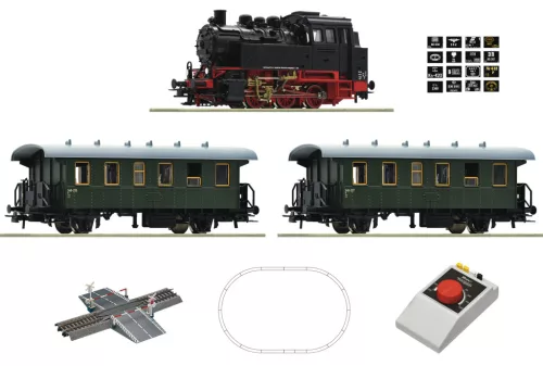Roco 5100001 Analóg kezdőkészlet: BR 80 gőzmozdony, személyvonattal (E3-4) (H0) - ágyazatos ovál pálya
