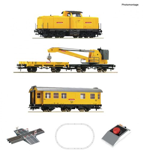 Roco 5100002 Analóg kezdőkészlet: BR 212 dízelmozdony darus vonattal, DB-AG (E6) (H0) - ág