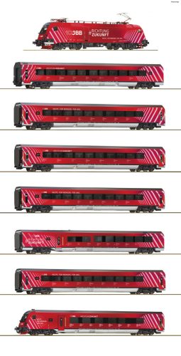 Roco 5500002 Komplett Railjet személyvonat mozdonnyal, 8-részes Railjet, „100 Jahre ÖBB“-Railjet, ÖBB (E6) (H0)