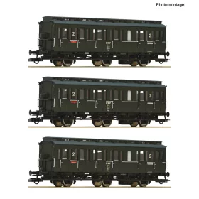   Roco 6200100 Oldalfellépős háromtengelyes személykocsi-készlet, 3-részes PKP (E4) (H0)