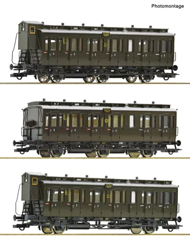 Roco 6200254 Személykocsi-készlet, 3-részes oldalfellépős C3 pr 11/C pr21, DRG (E2) (H0)