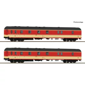   Roco 6210180 Postakocsi-pár, négytengelyes Postschnellzug, Jaffa-festés, ÖBB (E4-5) (H0) - DCC belső világítással