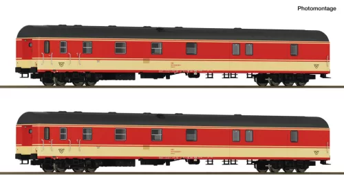 Roco 6210180 Postakocsi-pár, négytengelyes Postschnellzug, Jaffa-festés, ÖBB (E4-5) (H0) - DCC belső világítással